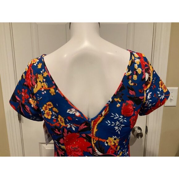 Plenty by Tracy Reese Blue Multicolor Floral Short Sleeve Sheath Dress Size 8 - Picture 6 of 7
